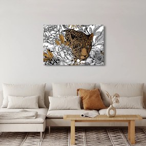 Obraz - Leopard medzi kvetmi (90x60 cm)