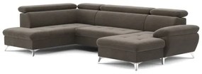 Rozkladacia rohová sedačka CATANIA do U, ľavá, hnedá, s úložným priestorom