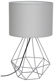 Stolná lampa Basket, 1x sivé textilné tienidlo, gre