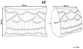 Sada 2 bavlnených dekoratívnych vankúšov makramé 30 x 50 cm žltá KIRIS Beliani