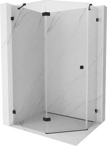 Mexen Lunar, Päťuholníkový sprchový kút Mexen Lunar naklápací doľava 100 x 80 cm, 8mm číre sklo, čierny profil, 831-100L-080P-70-00-L