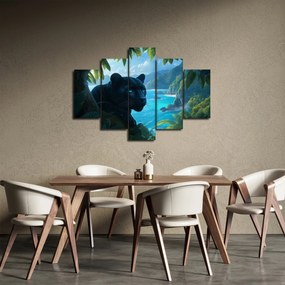 Obraz - Čierny panter v džungli (150x105 cm)