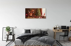 Obraz na plátne Krbové darčeky vianočné stromčeky 125x50 cm