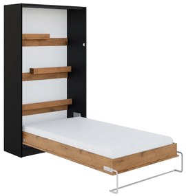 Vertikálna sklápacia posteľ Loft 120x200 New Elegance - Čierny/Dub Lancelot
