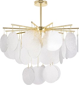 Toolight Toolight, APP1948-3CP, závesné svietidlo so sklenenými diskami, Ø 66,5 cm, 4×E14, zlatá lesklá, OSW-63007