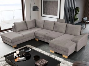 Sedacia  súprava Chivas, tvar ľavé U, kamenná hnedo-šedá látka