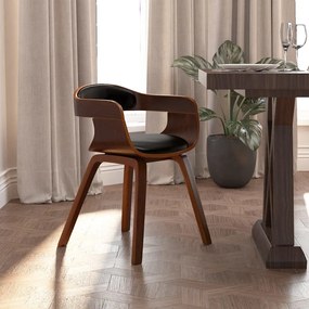 Jedálenská stolička čierna ohýbané drevo a umelá koža