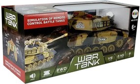 LEAN Toys Veľký diaľkovo ovládaný tank R/C 2,4 Ghz Svetlá Zvuky Streľba Žltá