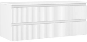 Mexen Rivel, kúpeľňová skrinka 120 cm s pracovnou doskou, 2 zásuvky, drážkovaná, biela matná, 91A20-12047-2-BFFC01