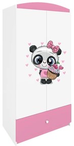 Detská šatníková skriňa BABYDREAMS Panda ružová