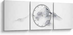 Obraz - Atramentová maľba hôr (s hodinami) (90x30 cm)