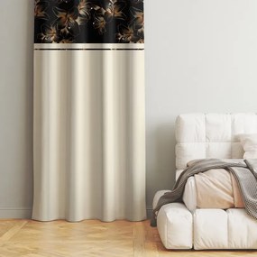 Dekoračný záves v krémovej farbe s jemným vzorom kvetov v hornej časti Šírka: 160 cm | Dĺžka: 270 cm