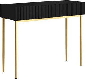 Moderný písací stôl Nicole 100 cm - čierna / zlatá