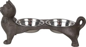 Misky pre mačku v liatinovom stojane mačky - 39*15*19 cm / 2*225 ml