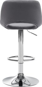 Barová stolička Camden - zamat, chróm rám - Tmavo sivá