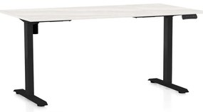 Výškovo nastaviteľný stôl OfficeTech B, 160 x 80 cm, čierna podnož, biely jaseň