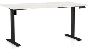 Výškovo nastaviteľný stôl OfficeTech B, 160 x 80 cm, čierna podnož, biely jaseň