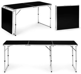 Skladací cateringový stôl 180 x 60 cm čierny 3-časťový