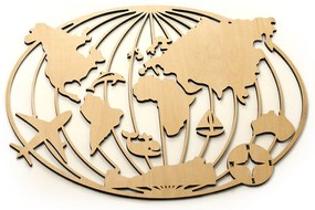 Veselá Stena Drevená nástenná dekorácia Zemeguľa