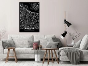 Artgeist Obraz - Dark Map of Amsterdam (1 Part) Vertical Veľkosť: 20x30, Verzia: Standard
