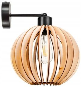 BERGE Nástenná lampa - kinkiet - E27 - drevená guľa - čierna