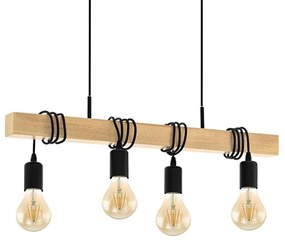 Toolight, závesné svietidlo APP974-4CP, čierna - bambusové drevo, OSW-03243