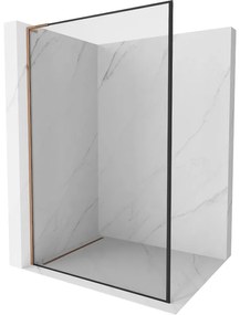 Mexen Kioto L, sprchová zástena Walk-In 120 x 200 cm, 8mm číre sklo čierny vzor, ružové zlato profil, 800-120-103-60-70