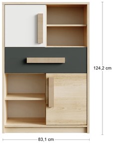 Dvojdverová komoda so zásuvkou Aurin CH-2D/1DR - pieskový artisan / biela / antracit