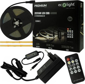 ECOLIGHT COB LED pásik 35W - 24V - 320 - 5M - 4000k - neutrálna farba + diaľkový ovládač