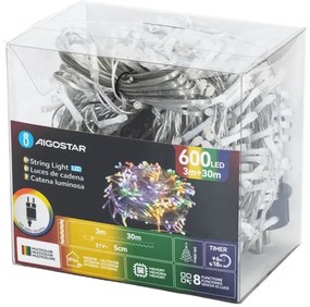 Aigostar - LED RGBY Vonkajší vianočný reťaz 600xLED/6W/230V 30m IP44
