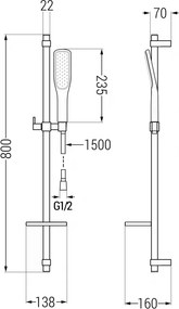 Mexen sprchový set DQ49, čierna/zlatá, 785494581-57
