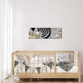 Obraz - 3D zlaté kvety (s hodinami) (90x30 cm)
