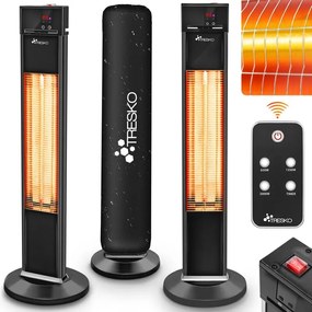 Infračervený stojaci ohrievač TRESKO 2000W s diaľkovým ovládaním (Elektrický terasový ohrievač s regulátorom)