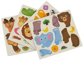KIK Magnetická knižka s puzzle zvieratá safari, 47 dielov