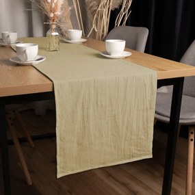 Biante Ľanový behúň na stôl LEN-023 Pieskovo béžový 45x140 cm