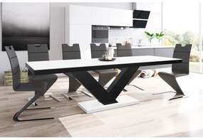 Luxusný rozkladací jedálenský stôl  VICTORIA MAT (biela matná/čierna/biela matná)