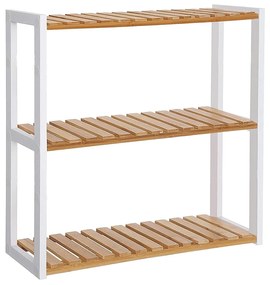 Bambusový 3-úrovňový regál do kúpeľne, prírodná a biela