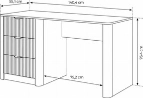 PISACÍ STÔL TREVISO KAŠMÍR 140 cm