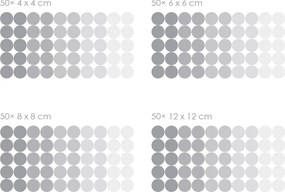 Bodky odtiene šedej textilní prelepiteľné nálepky na stenu 50 ks 4x4 cm