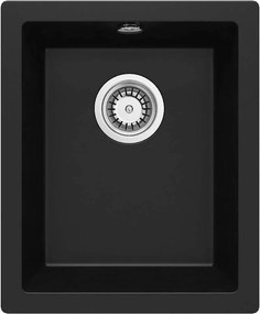 Deante Corda, granitový drez pod dosku 380x460x194 mm, 3,5" + priestorovo úsporný sifón, 1-komorový, čierna, ZQA_N10B