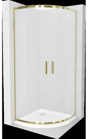 Mexen Rio polkruhová sprchová kabína 90 x 90 cm, inovať, zlatá + závesný bidet Flat, biela- 863-090-090-50-30-4110G