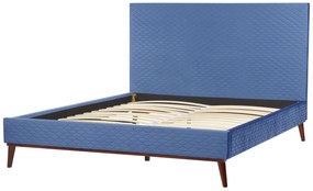 Zamatová posteľ 160 x 200 cm modrá BAYONNE Beliani