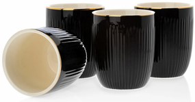 Keramický pohár s lyžičkou Kendi Black 300 ml sada 4ks