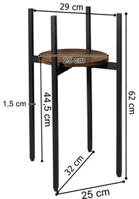 Stojan na kvety TORRE RUSTIC čierny 60 cm