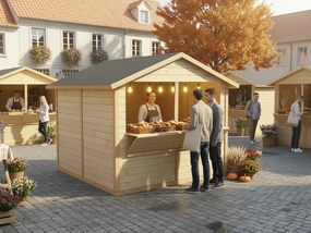 Drevený predajný stánok 1 - Premium, farba natur, (2,8 × 2,8 m), S_BUFET5 - domceknazahradu.sk