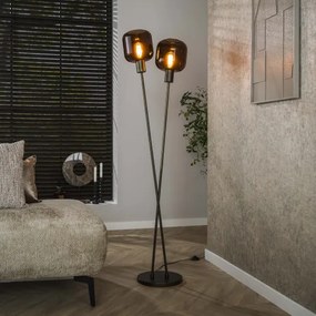 Stojaca lampa 84-30 Bronza 2L Brown Glass - Komfort-nábytok