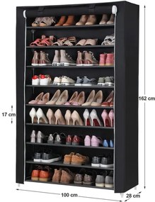 Úložná textilná skriňa s policami MATIS 100x162 cm čierna