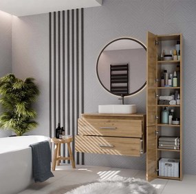 Závěsná skříňka s deskou a umyvadlem Nel 2S 80 cm dub Artisan