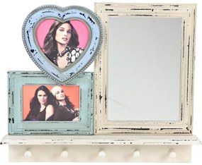 Zrkadlo vintage s fotorámčekmi, 46x40x7 cm