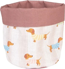 Béžový bavlnený košík na pečivo s jazvečíkmi Puppy Pullover - Ø 15*16 cm